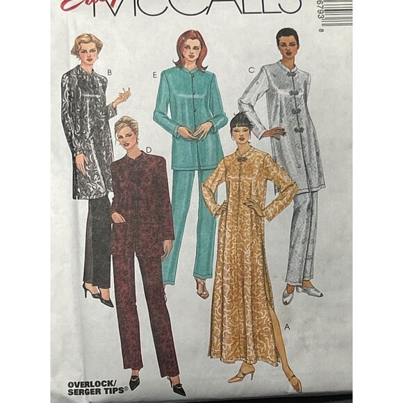 McCalls 9679 Sewing Pattern Womens Neru Colar Tunic Top Pants Robe Large Easy - Picture 2 of 4